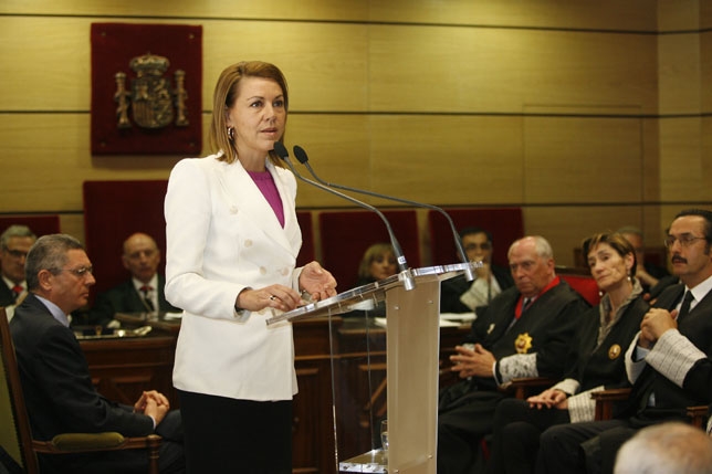 Maria Dolores Cospedal durante esu discurso /LT
