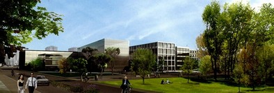 Recreación de la zona interior del Campus de la Justicia, a partir del boceto de Primitivo González. El Día de Valladolid