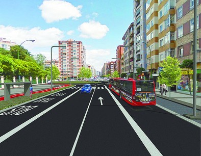 El carril bici y el de transporte público ganan protagonismo en la sección central. diariodeburgos.es