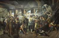 La obra Defensa del Convento de Santa Engracia, obra de Nicolás Megía, se conserva en el Museo del Prrado y recuerda uno de los momentos del sitio.