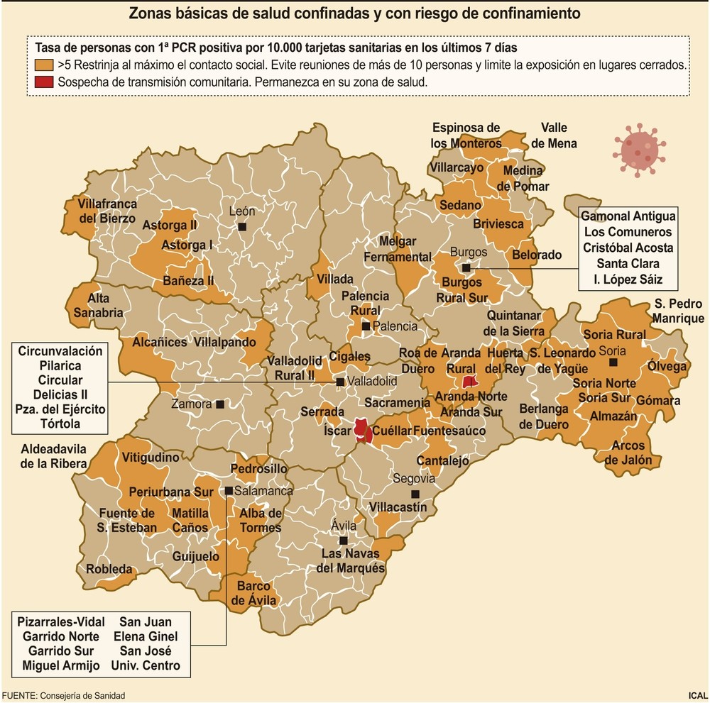 CyL suma diez zonas de salud de alto riesgo, que llegan a 70 Noticias Diario de Burgos
