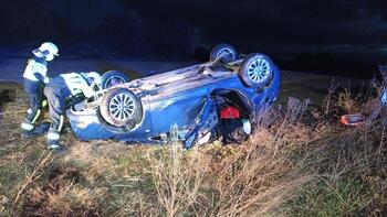 Herido leve tras volcar en Orísoain